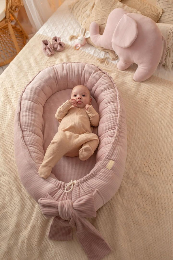 Handmade Soft Corduroy Velour Baby Nest - Powder Pink