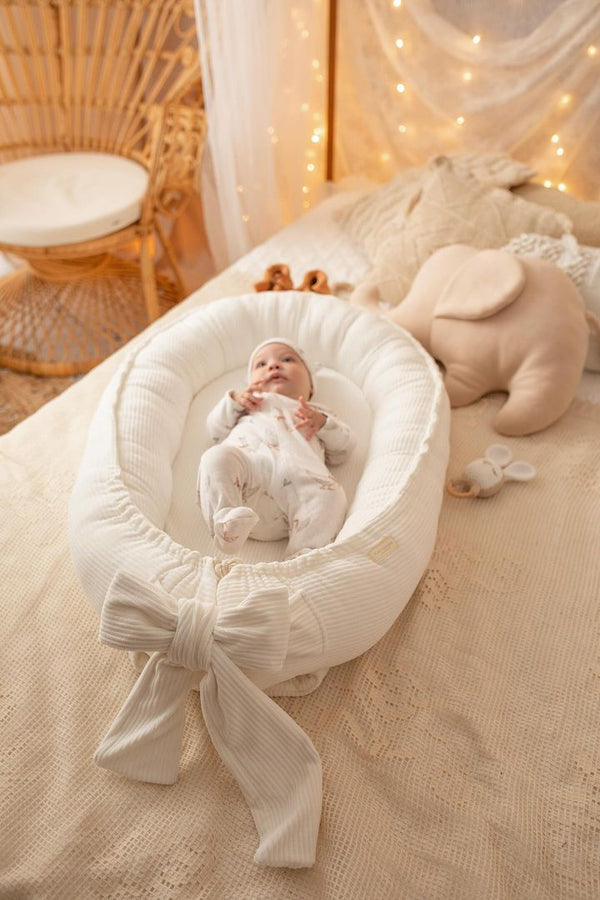 Handmade Soft Corduroy Velour Baby Nest - Cream