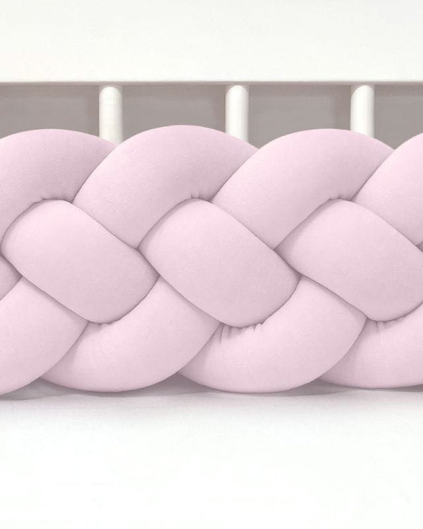 Velour Cot Bumper - 4-braids - Powder Pink (120-400cm) | PRE-ORDER