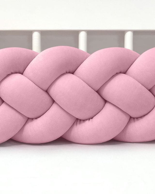 Velour Cot Bumper - 4-braids - Dark Pink (120-400cm) | PRE-ORDER