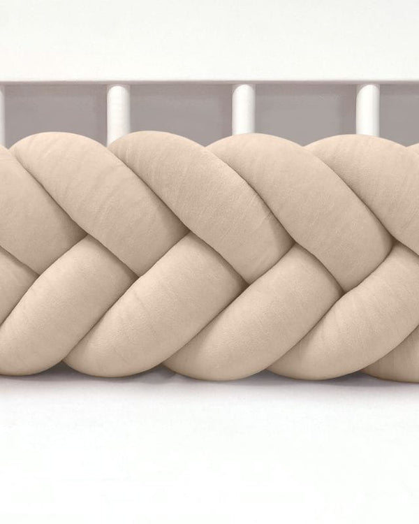 Velour Cot Bumper - Fishtail Braid - Beige (120-400cm) | PRE-ORDER