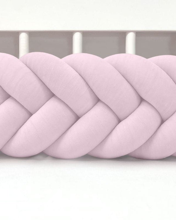 Velour Cot Bumper - Fishtail Braid - Powder Pink (120-400cm) | PRE-ORDER