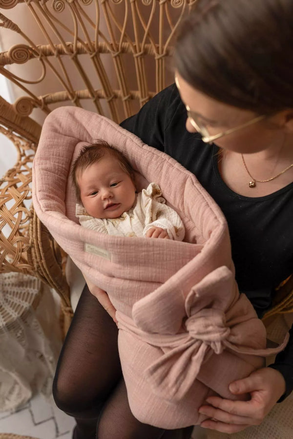 Newborn Baby Swaddle Blanket  - 100% LinenLook Muslin - Rose