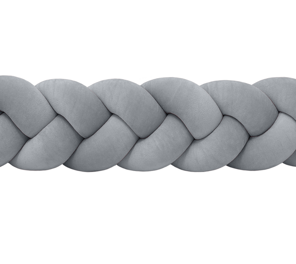 Velour Cot Bumper - Braided - Dark Grey (Bespoke 360cm) | PRE-ORDER