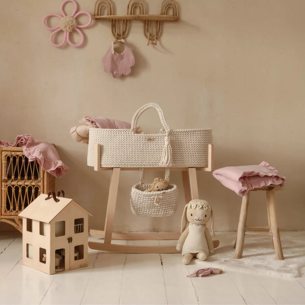 Lil things Wooden Moses Basket Stand Versatile Solid Eco