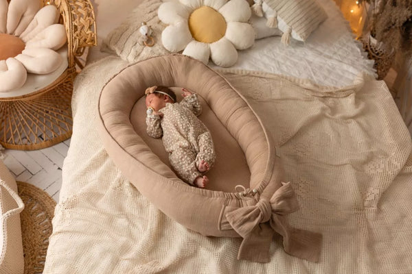 LinenLook Baby Nest - 100% Muslin Cotton - Cappuccino