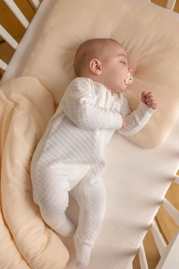 Quilted Cotton Sleepsuit / Coverall  (0-12 months) - Cream