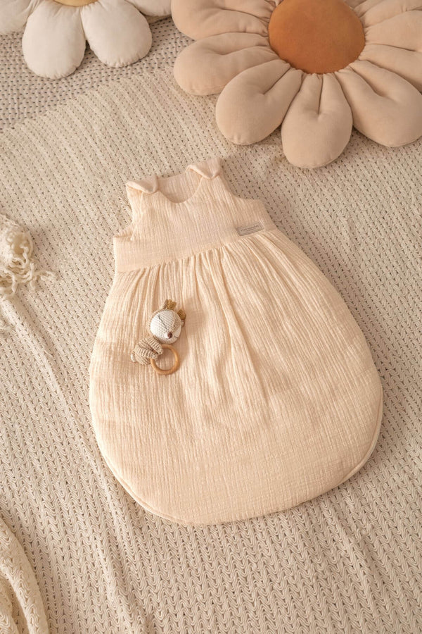 LinenLook Muslin Baby Sleeping Bag - 1.5 TOG - Vanilla - 0-6 months