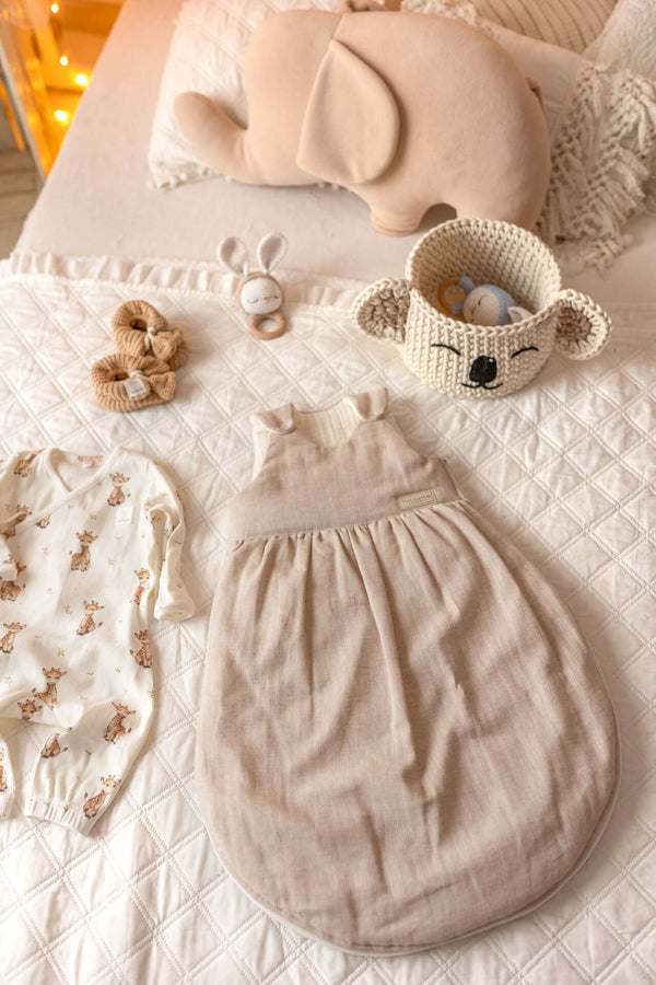 Herringbone Linen & Muslin Baby Sleeping Bag - 1.5 TOG (0-6 months)