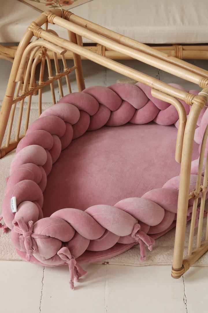 plaited pink baby nest and play mat