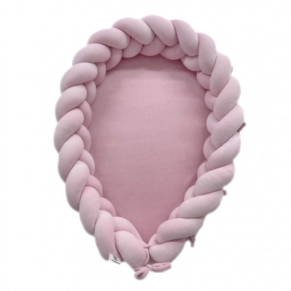 Plaited Cotton Velvet Velour Baby Nest - Powder Pink