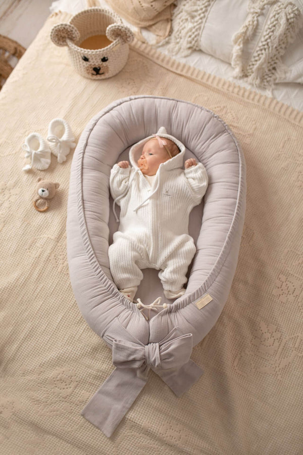 Soft Linen Handmade Baby Nest - Greige