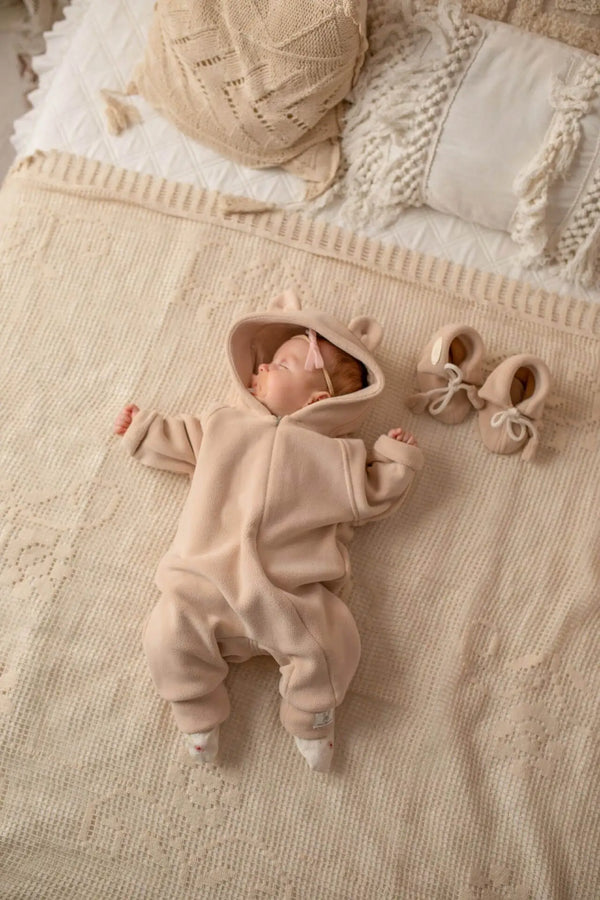 Baby Overall Pramsuit "Teddy Bear" - Beige (0-12 months)