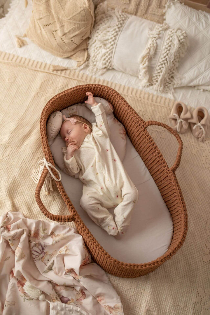 Chocolate brown handmade crochet moses basket