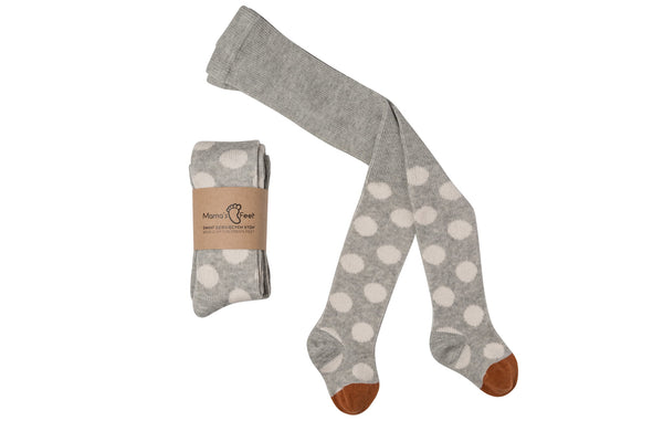 Mama's Feet Children's Tights with Polka Dots - Grey / White
