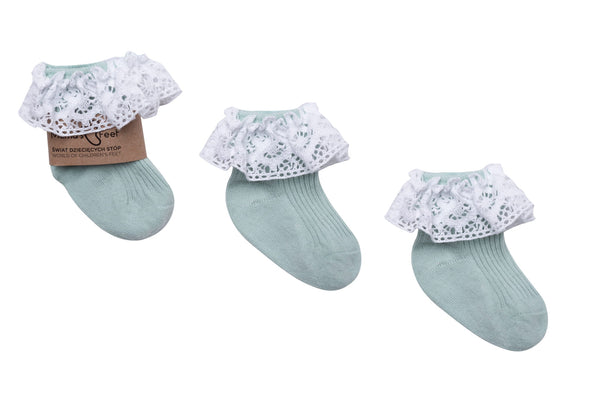 Mama's Feet Children's Socks with lace Vintage Love - Mint