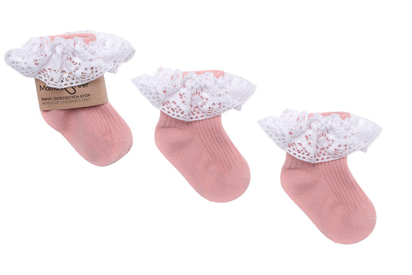 Mama's Feet Children's Socks with lace Vintage Love - Dirty Pink