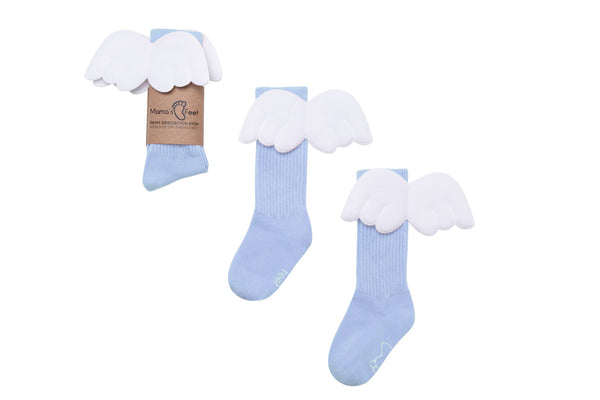 Mama's Feet Children's Knee-High Socks with wings - Blue Angels