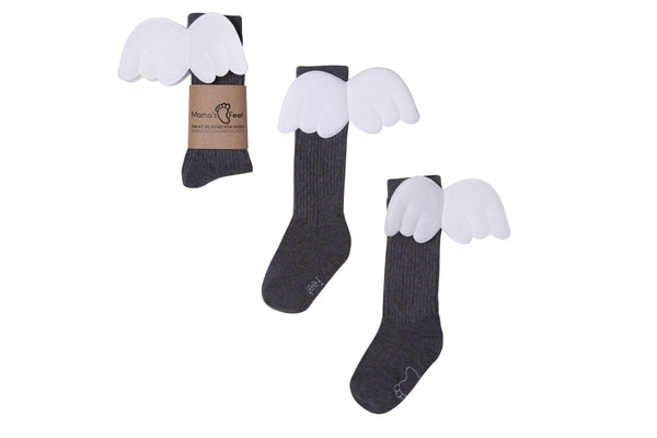 Mama's Feet Children's Knee-High Socks with wings - Graphite Angels