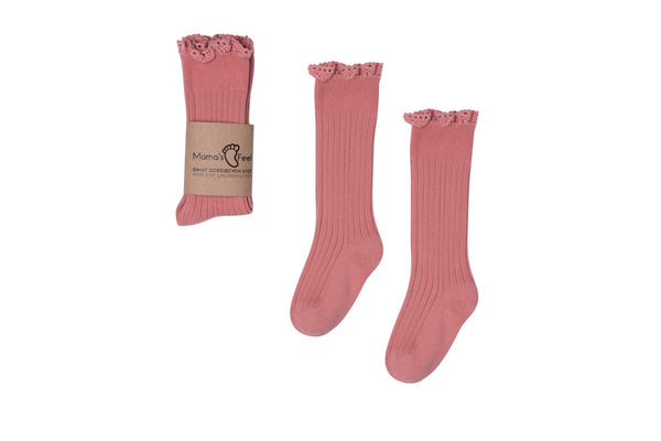Mama's Feet Girl's Knee-High Socks Mono Baby - Dirty Pink