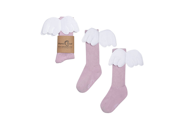 Mama's Feet Children's Knee-High Socks with wings - Lavender Angels
