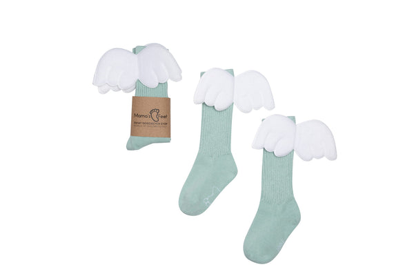 Mama's Feet Children's Knee-High Socks with wings - Mint Angels