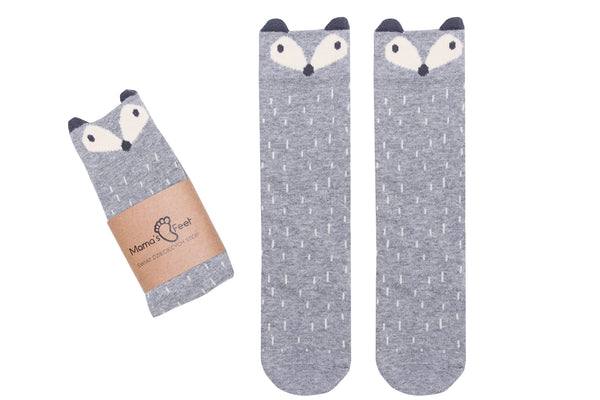 Mama's Feet Children's Knee-High Animal Socks (non-slip) - Rene the Sneaky Fox