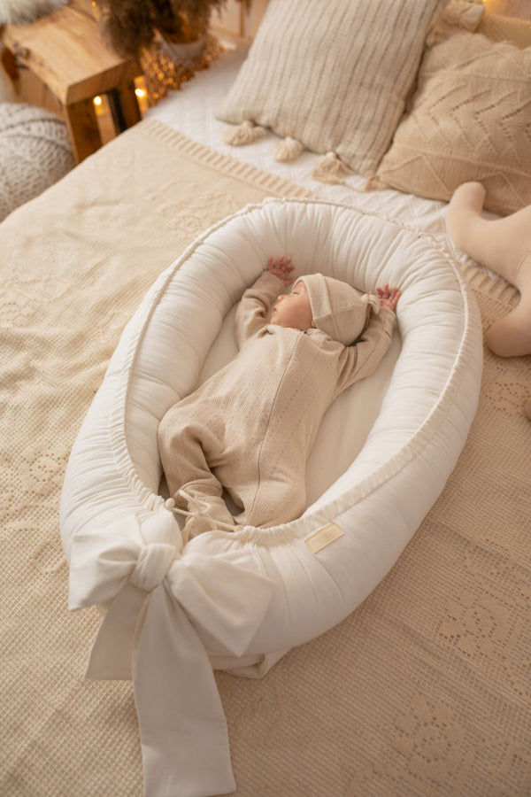 Soft Linen Handmade Baby Nest - Cream