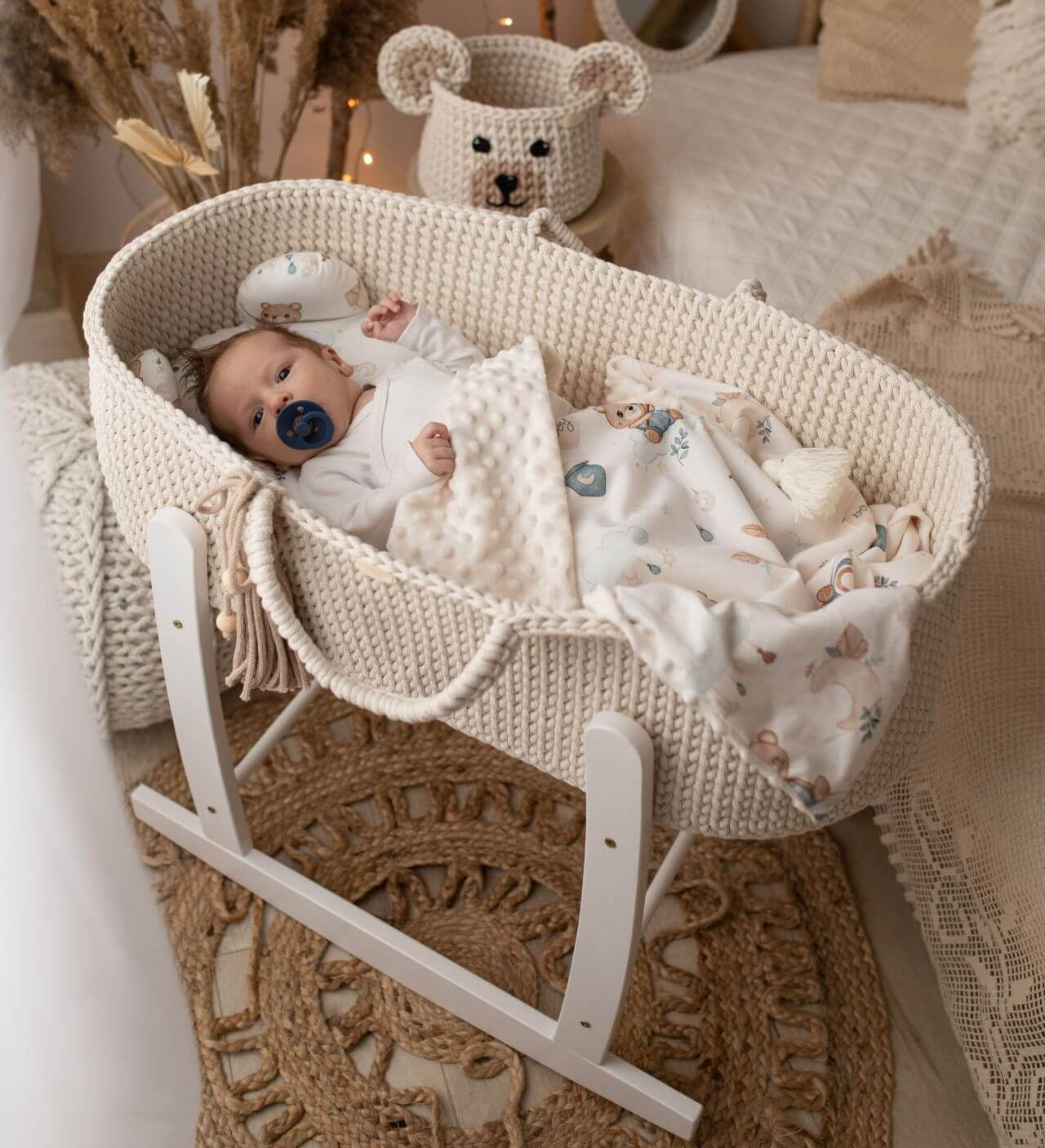 Handmade Crochet Moses Basket 100 Cotton Comfort for Newborns The