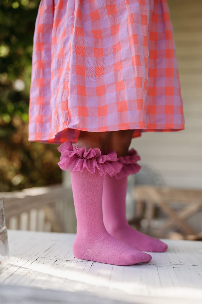 Pink skirt 2024 knee high socks