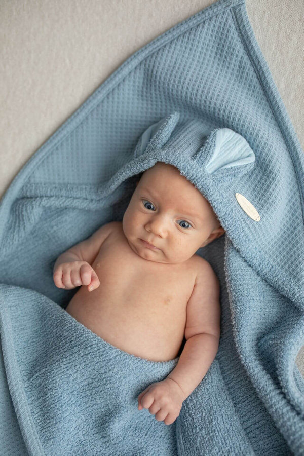 Hooded Baby Towel - Soft Cotton Terry - Blue