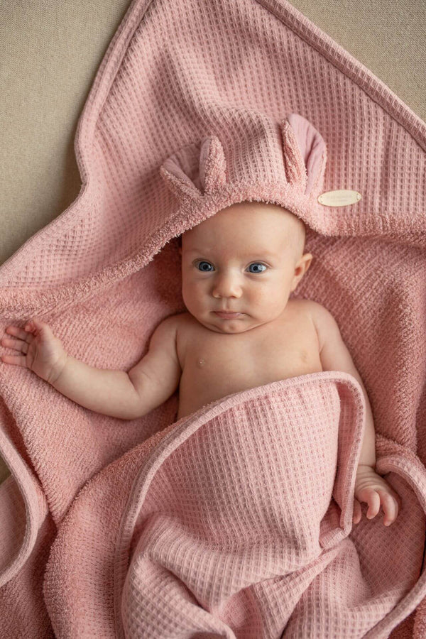 Hooded Baby Towel - Soft Cotton Terry - Pink